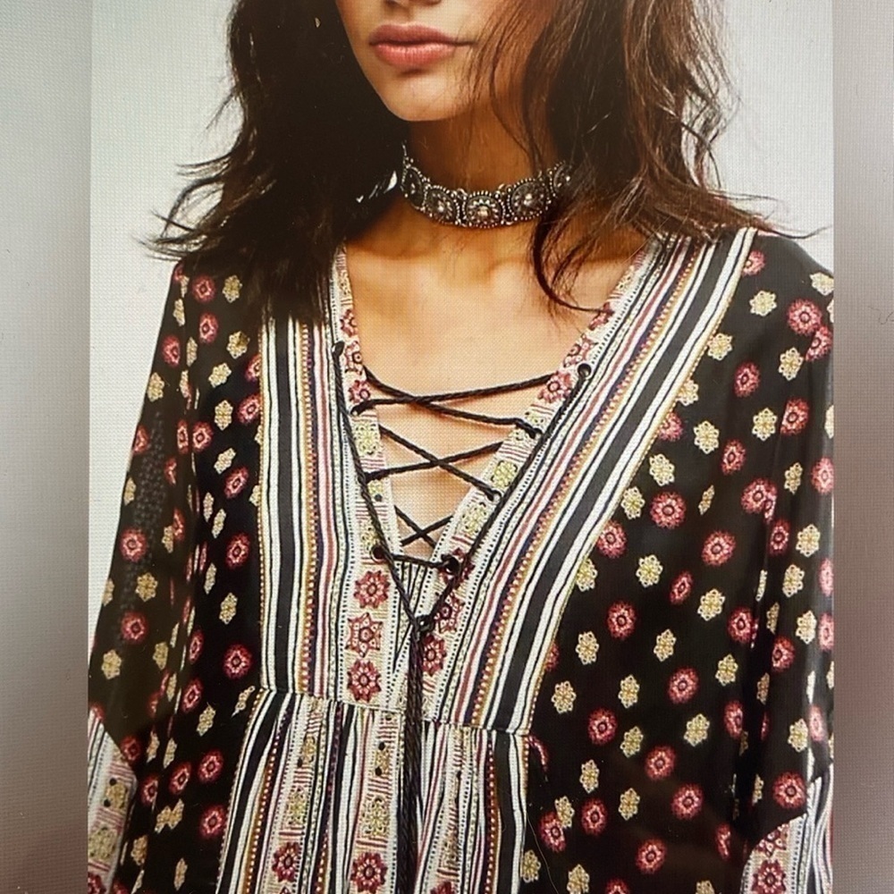 Free People Rain Or Shine Mini Dress Womens S Tunic Pirate Bohemian Festival - Picture 5 of 14